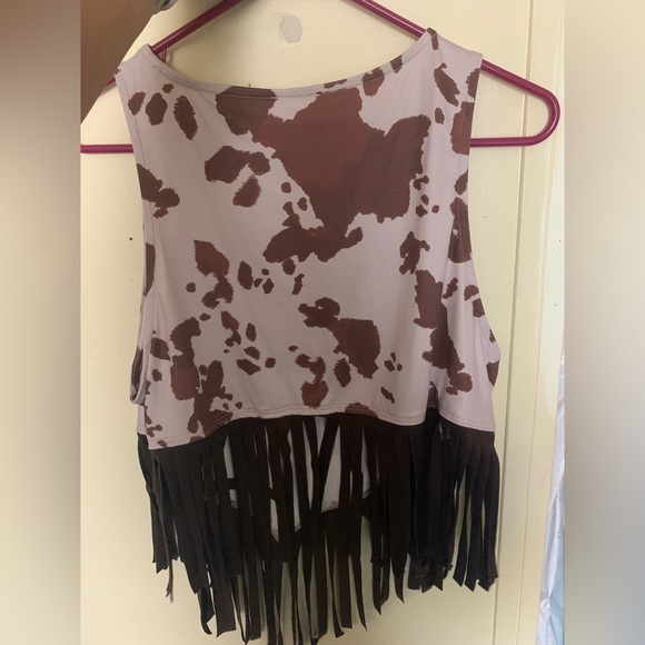 small fringe cowprint tank top - Picture 2 of 2